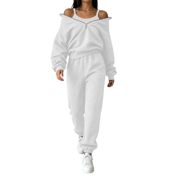 Yutgune Plus Size Women's Sweatsuit Half Zip Sweatshirt Jogger Sweatpants Airport Travel Lounge Matching Sets Tracksuit