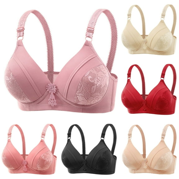 Yutgune Push Up Bra for Women Padded Wireless Comfort Full Coverage Bralette Floral Print
