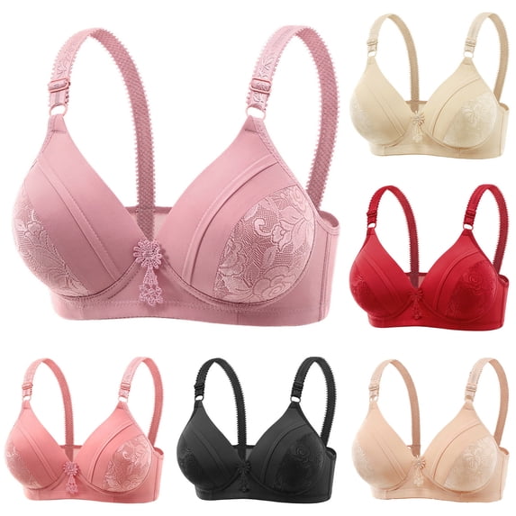 Yutgune Push Up Bra for Women Padded Wireless Comfort Full Coverage Bralette Floral Print