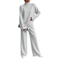 thumbnail image 1 of Yutgune Women's 2 Piece Sweatsuit Mock Neck Long Sleeve Sweatshirt Drawstring Wide Leg Pants Casual Lounge Set, 1 of 7