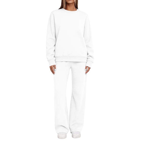 Yutgune Women's 2 Piece Sweatsuit Oversized Crew Neck Long Sleeve Sweatshirt Wide Leg Pants Casual Fall Loungewear Outfit