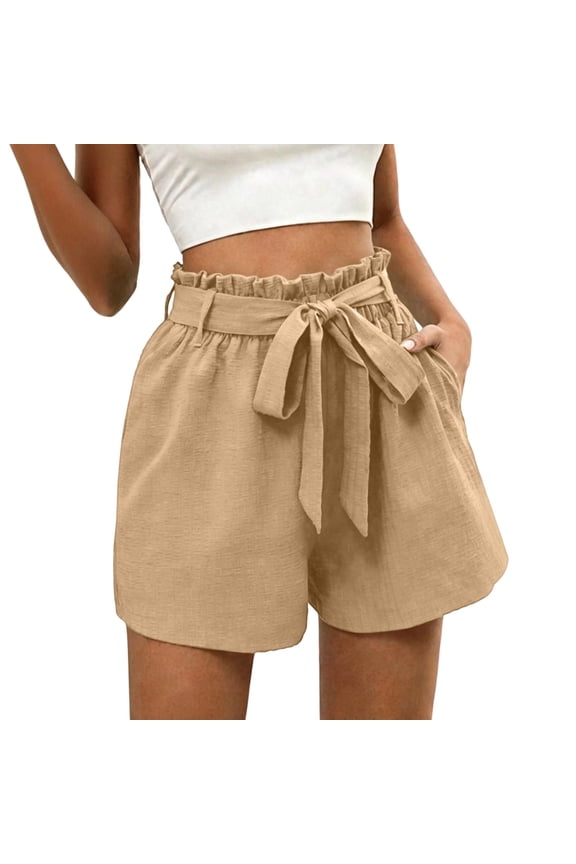 Women's Casual High Waisted Bow Shorts Summer Drawstring Wide Leg Shorts Flowy Cute Beach Vacation Shorts