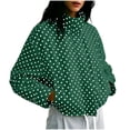 thumbnail image 1 of Yutgune Women's Cropped Polka Dots Jacket Zip up with Pockets Bomber Gingham Jacket Stand Collar Fall Workout Outerwear, 1 of 8