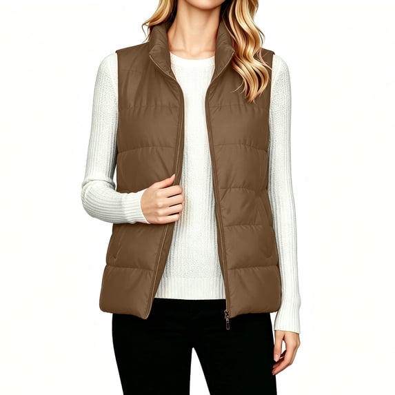 Yutgune Women's Lightweight Puffer Vest Stand Collar Zip Up Jacket with Pockets