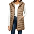 thumbnail image 1 of Yutgune Women's Long Hooded Puffer Vest Zip Up Sleeveless Jacket with Pockets Fall Winter, 1 of 7