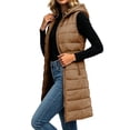 thumbnail image 1 of Yutgune Women's Long Hooded Puffer Vest Zip Up Sleeveless Quilted Jacket with Zipper Pockets, 1 of 8