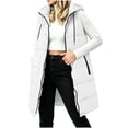 thumbnail image 1 of Yutgune Women's Long Hooded Puffer Vest Zip Up Snap Button Sleeveless Coat with Zipper Pockets, 1 of 7