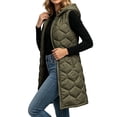 thumbnail image 1 of Yutgune Women's Long Hooded Quilted Vest Zip Up Sleeveless Jacket with Zipper Pockets, 1 of 8