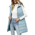 thumbnail image 1 of Yutgune Women's Long Puffer Vest Stand Collar Zip Up Sleeveless Jacket Fall Winter, 1 of 9