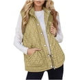thumbnail image 1 of Yutgune Women's Long Quilted Vest Zip Up Snap Button Jacket with Pockets Fall Winter, 1 of 7