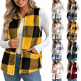 thumbnail image 1 of Yutgune Women's Plaid Sherpa Vest Open Front Sleeveless Fleece Jacket with Pockets Casual Fall Winter Outerwear, 1 of 10