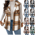 thumbnail image 1 of Yutgune Women's Plaid Vest Button Down Lapel Collar Sleeveless Jacket with Pockets Casual Longline Fall Winter Outerwear, 1 of 7