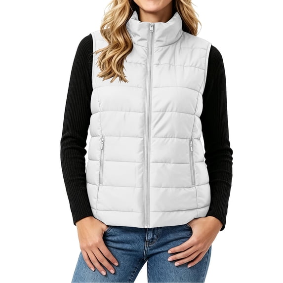 Yutgune Women's Puffer Vest Lightweight Stand Collar Zip Up Jacket with Zipper Pockets