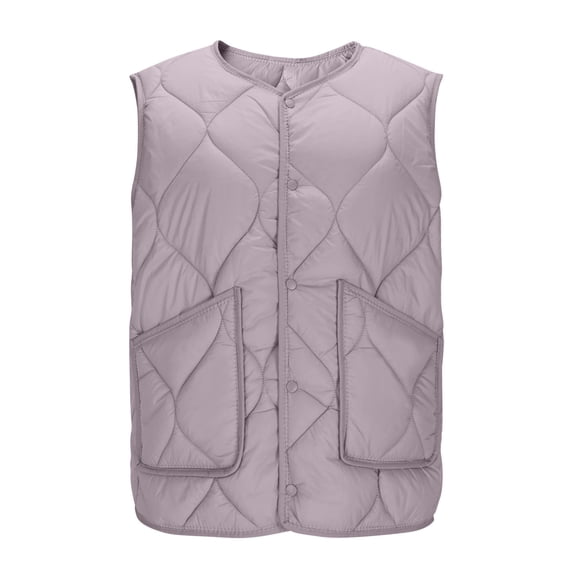 Yutgune Women's Quilted Vest Snap Button Sleeveless Jacket with Pockets Fall Outerwear