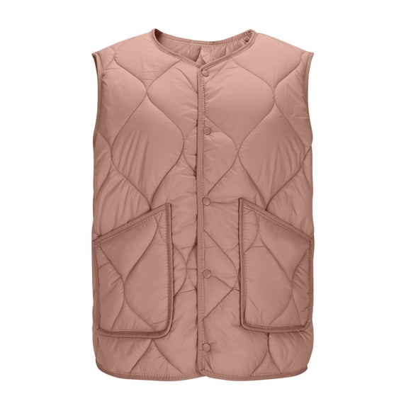 Yutgune Women's Quilted Vest Snap Button Sleeveless Jacket with Pockets Fall Outerwear