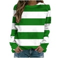 thumbnail image 1 of Yutgune Women's Striped Sweatshirt Crew Neck Long Sleeve Shirt Color Block Casual Fall Top, 1 of 4