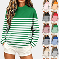 thumbnail image 1 of Yutgune Women's Striped Sweatshirt Long Sleeve Mock Neck Pullover Casual Relaxed Fit Top, 1 of 8