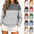 thumbnail image 1 of Yutgune Women's Striped Sweatshirt Long Sleeve Mock Neck Pullover Casual Relaxed Fit Top, 1 of 8