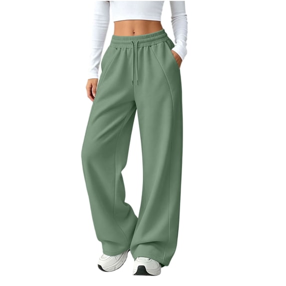 Yutgune Women's Sweatpants Elastic Drawstring Waist Wide Leg Design Side Pockets Relaxed Fit Casual Lounge Pants