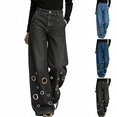 thumbnail image 1 of Yutgune Women's Wide Leg Jeans High Waisted Stretch Denim Pants Grommet Detail Jeans with Pockets, 1 of 9