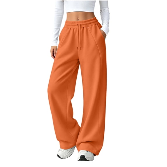Yutgune Women's Wide Leg Sweatpants High Waist Drawstring Vertical Seam Womens Sweatpants with Pockets