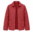 thumbnail image 1 of Yutgune Women's Winter Diamond Quilted Jacket Long Sleeve Button Lapel Collar Lightweight Padded Outerwear Coat, 1 of 7
