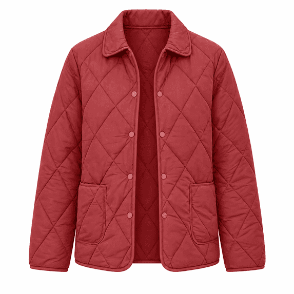 Yutgune Women's Winter Diamond Quilted Jacket Long Sleeve Button Lapel Collar Lightweight Padded Outerwear Coat