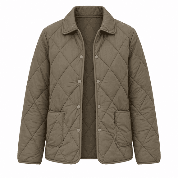 Yutgune Women's Winter Diamond Quilted Jacket Long Sleeve Button Lapel Collar Lightweight Padded Outerwear Coat