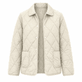 thumbnail image 1 of Yutgune Women's Winter Diamond Quilted Jacket Long Sleeve Button Lapel Collar Lightweight Padded Outerwear Coat, 1 of 7