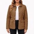 thumbnail image 1 of Yutgune Women's Winter Diamond Quilted Jacket Long Sleeve Button Lapel Collar Waist Drawstring Outerwear Coat with Pockets, 1 of 7