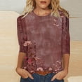 thumbnail image 1 of Yutgune Womens 3/4 Sleeve T-Shirt Crew Neck Floral Pattern Casual Loose Fit, 1 of 1