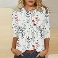 thumbnail image 1 of Yutgune Womens 3/4 Sleeve T-Shirt Crew Neck Floral Pattern Casual Loose Fit, 1 of 1
