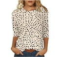 thumbnail image 1 of Yutgune Womens 3/4 Sleeve T-Shirt Crew Neck Printed Floral Casual Loose Fit Soft Lightweight Tunic Summer Everyday Wear, 1 of 1