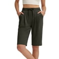 thumbnail image 1 of Yutgune Womens Athletic Yoga Bermuda Shorts Elastic Waist Mid Rise Jogger Style Workout Running Summer Shorts, 1 of 7
