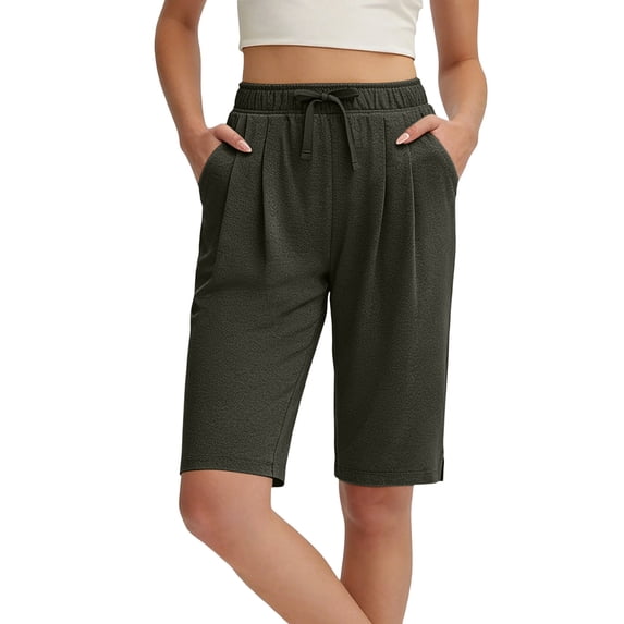 Yutgune Womens Athletic Yoga Bermuda Shorts Elastic Waist Mid Rise Jogger Style Workout Running Summer Shorts