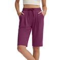 thumbnail image 1 of Yutgune Womens Athletic Yoga Bermuda Shorts Elastic Waist Mid Rise Jogger Style Workout Running Summer Shorts, 1 of 7