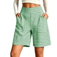 thumbnail image 1 of Yutgune Womens Bermuda Shorts High Waisted Elastic Back Wide Leg Plaid Summer Shorts with Pockets, 1 of 6