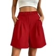 thumbnail image 1 of Yutgune Womens Cotton Casual Bermuda Shorts Elastic Waist Lightweight Summer Lounge Beach Shorts with Pockets, 1 of 7