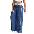 thumbnail image 1 of Yutgune Womens Linen Beach Pants Drawstring Waist Palazzo Pants Lightweight Travel Summer Flowy Pants, 1 of 6