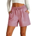 thumbnail image 1 of Yutgune Womens Striped Drawstring Shorts High Waisted Casual Summer Beach Lounge Shorts with Pockets, 1 of 8