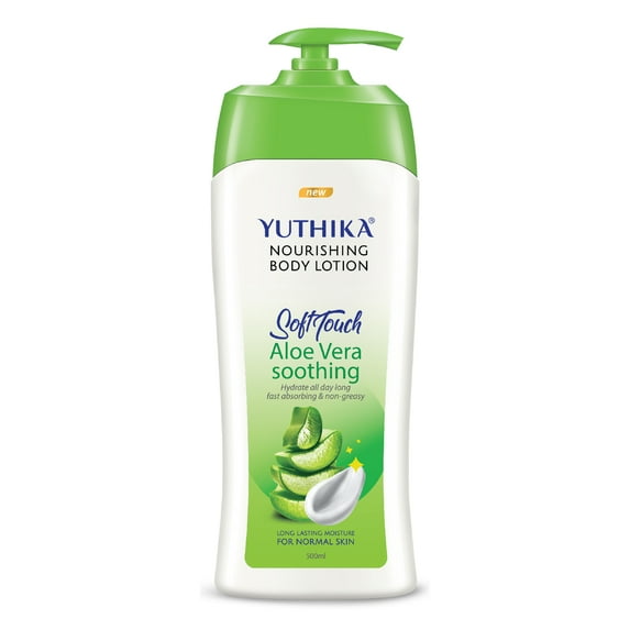 Yuthika Daily Moisturizing Body Lotion, Long Lasting, Non-Greasy, Fast Fast-Absorbing Lotion, Alove Vera, 17.64 Oz