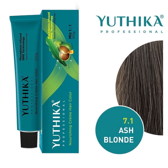 Yuthika Professional Creme Hair Color 100gram / 3.52 Oz, Ash Blonde 7.1