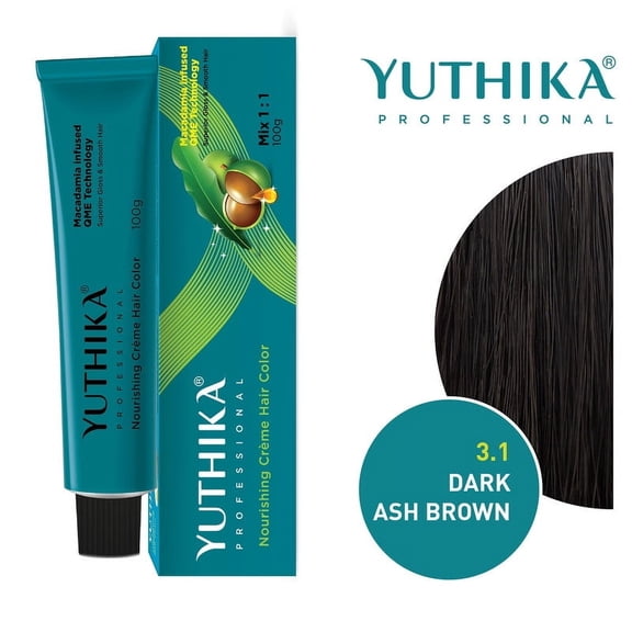 Yuthika Professional Creme Hair Color 100gram / 3.52 Oz, Dark Ash Brown 3.1