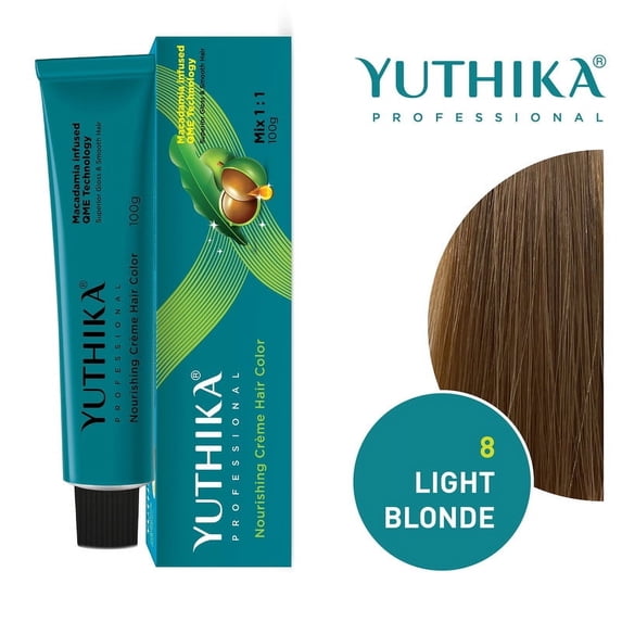 Yuthika Professional Creme Hair Color 100gram / 3.52 Oz, Light Blonde 8.0