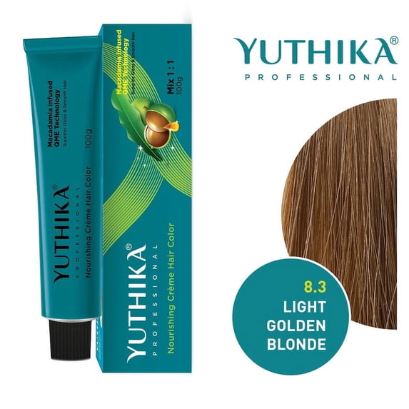 Yuthika Professional Creme Hair Color 100gram / 3.52 Oz, Light Golden Blonde 8.3