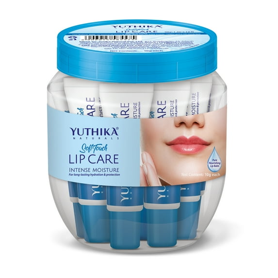 Yutika Naturals Soft Touch Lip Balm for Soft and Naturally Pink Lips, Moisturizes & Hydrates Dry Chapped Lips, Lip Care, Clear, 10 Gram (Pack of 12) with Jar