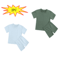 thumbnail image 1 of Yutk 2PC Girl Clothes Size 10-12 Summer Girls'Suit Candy Color Short-Sleeved Shorts Two-Piece Sports（Green，Blue）, 1 of 9