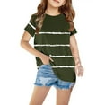 thumbnail image 1 of Yutk 5T Summer Clothes for Girls Shirts for Kids Short Sleeve Graphic T-Shirt Round Neck Crop Top for 3-14 Years Girls and Boy T-Shirt Tee Army Green, 1 of 5