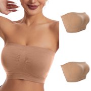 Yutk Best Bra for Heavy Breasts 2Pc Ladies Traceless Comfortable No Steel Ring Breathable Gathering Bra Woman Underwear Tube Top Beige 3Xl