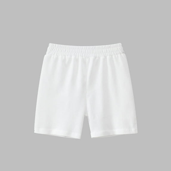 Yutk Child's Summer Solid Boys and Girls Botton Short Pants Denim Cute Shorts Overalls White